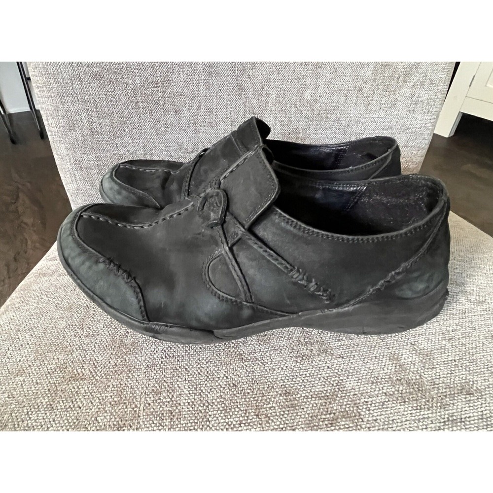 Clarks Wave Walk Stitched Walking‎ Loafer Shoes Women's 8 Wide Black Leather W1